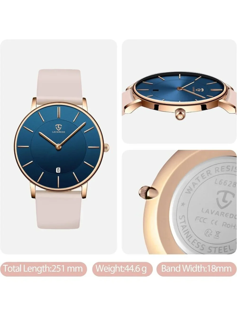 Men's Cream Leather Strap Analog Minimalist Fashion Simple Round Wrist Watch